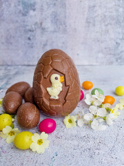 Chocolate Easter  Bunny and Eggs   .Easter food