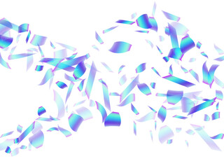 Magic party confetti decoration vector background. Blue  hologram particles carnival vector. Surprise burst falling confetti. Prize event decoration illustration. Fun congratulations - 773440446