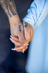 close up of an person holding hands