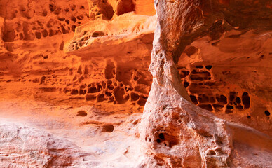 Jenny Canyon Lace: Erosion patterns inside of a cave in Snow Canyon State Park, Utah