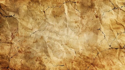 Weathered old parchment paper texture with cracked edges and vintage feel, perfect for historical or antique-themed designs, digital illustration