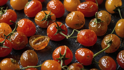Fototapeta na wymiar Honey-Drizzled Sun-Dried Cherry Tomatoes, cherry tomato, sun-dried cherry tomato, preserved fruit.
