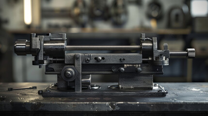 Fototapeta na wymiar An efficient bench vise with swivel base for securely holding and clamping workpieces during various tasks