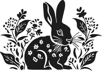 Art Nouveau Easter Rabbits Silhouette