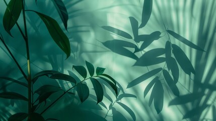 Tropical leaves shadow silhouette, abstract branch reflection overlay for product mockup presentation