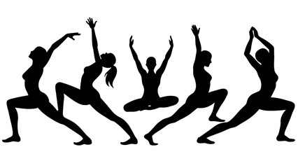 Deferent types of yoga vector illustration