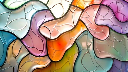 Fluid and organic shapes in pastel tones Stained Glass