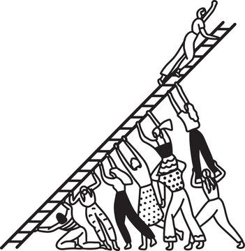 International Womens Day Outline Drawing Illustration. Multiracial Group of Women