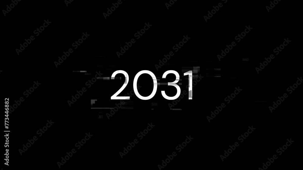 Aufkleber 3d rendering 2031 text with screen effects of technological glitches