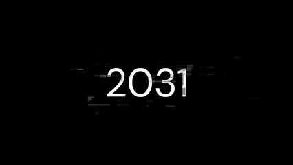 3D rendering 2031 text with screen effects of technological glitches