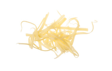 Tasty grated cheese isolated on white. Dairy product