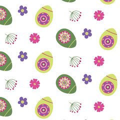 Seamless pattern with easter eggs on a transparent background. Vector illustration.