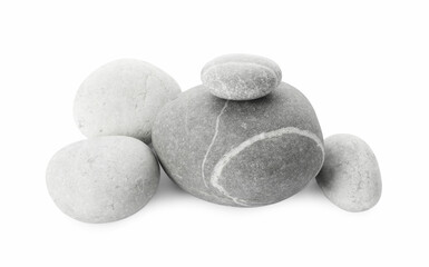 Group of different stones isolated on white