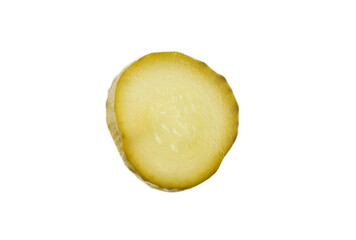 Slice of pickled cucumber isolated on white