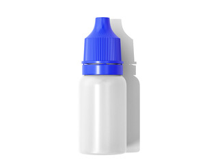 Blank white plastic clear eye dropper bottle with colored cap isolated On Transparent Background. pharmaceutical packaging. 3D Render.	