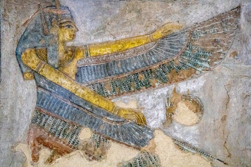 Hieroglyphs and drawings of Egyptian gods, Valley of the Kings, Ancient Egypt