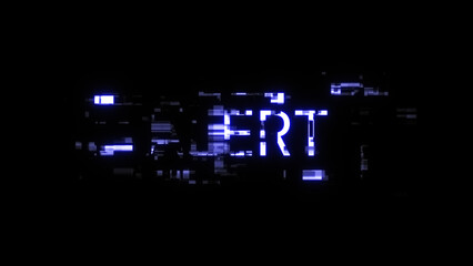 Obraz premium 3D rendering alert text with screen effects of technological glitches