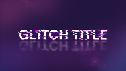 3D rendering glitch title text with screen effects of technological glitches