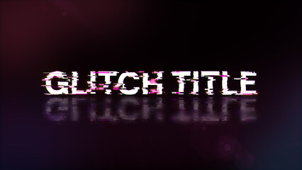 3D rendering glitch title text with screen effects of technological glitches