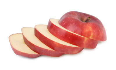 Sliced ripe red apple isolated on white