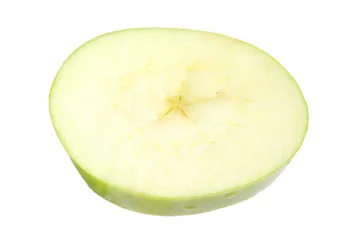 Foto op Canvas Piece of ripe green apple isolated on white © New Africa