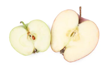 Foto op Canvas Pieces of ripe apples isolated on white, top view © New Africa