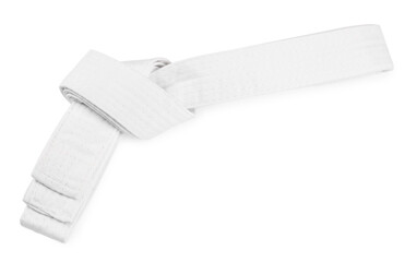 Karate belt isolated on white, top view