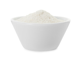 Baking powder in bowl isolated on white
