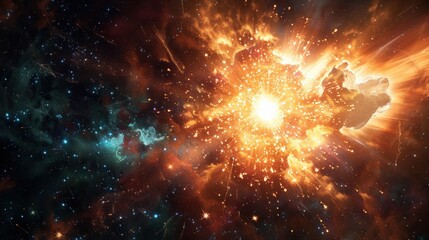 A breathtaking star explosion illuminates an unknown galaxy, showcasing the cosmic beauty of the universe