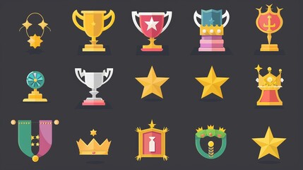 A seamless pattern background of trophy cups, presented in a flat business vector illustration