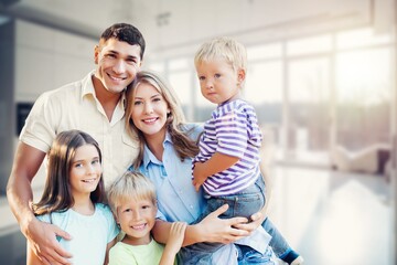 Obraz premium Commemorative photo of happy young family.