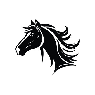 Creative silhouette horse head logo, icon, vector art illustration.