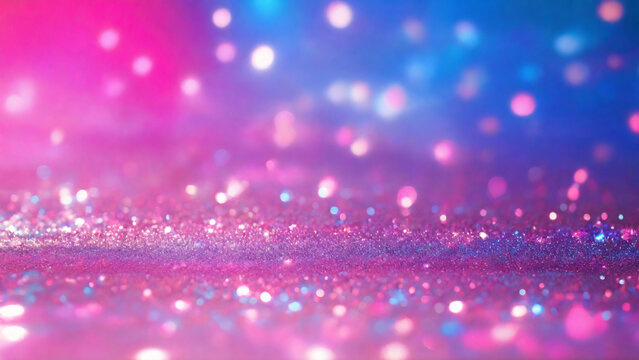 pink blue neon soft bokeh shine glitter background.