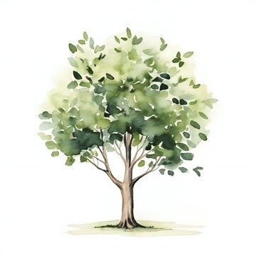 Hand drawn watercolor tree