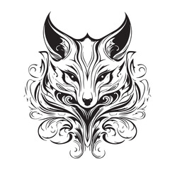 Fox heraldic vector illustration drawing logo sketch black and white