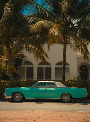 Fototapeta premium car on the street miami Florida beach classic summer 
