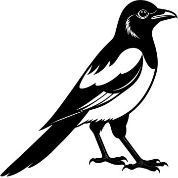 recommend clip art: magpie silhouette vector art illustration