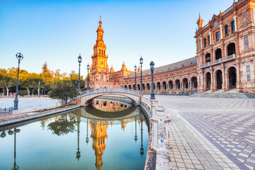 Plaza de Espana in Seville during Sunset, Andalusia