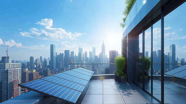 Balcony power plants - small home solar systems. Mini solar panel on an apartment balcony