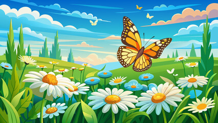 beautiful-field-meadow-flowers-chamomile-and-butterfly 