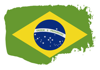 Brazil flag with palette knife paint brush strokes grunge texture design. Grunge brush stroke effect