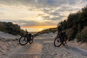 Golden Trails: A Bicycle Journey Through Holland's Sunset