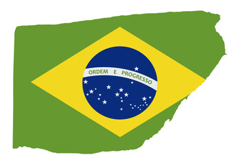 Obraz premium Brazil flag with palette knife paint brush strokes grunge texture design. Grunge brush stroke effect