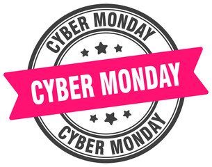 cyber monday stamp. cyber monday label on transparent background. round sign