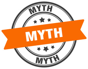 Fototapeta premium myth stamp. myth label on transparent background. round sign