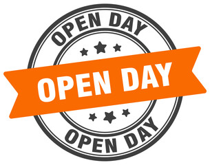 open day stamp. open day label on transparent background. round sign