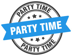 party time stamp. party time label on transparent background. round sign