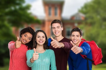 Group Of Cheerful College Friends outdoor