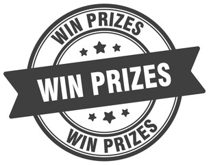 win prizes stamp. win prizes label on transparent background. round sign