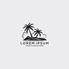Palm tree silhouette icon.simple flat vector illustration white background